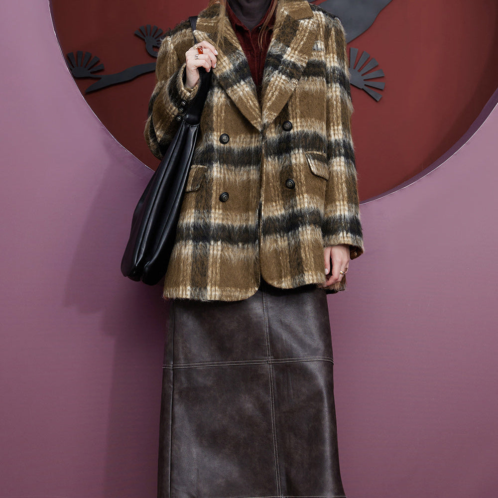 
                  
                    ELFSACK Plaid Woolen Jacket Suit Jackets Women 2023 Winter Academic Style Coats
                  
                