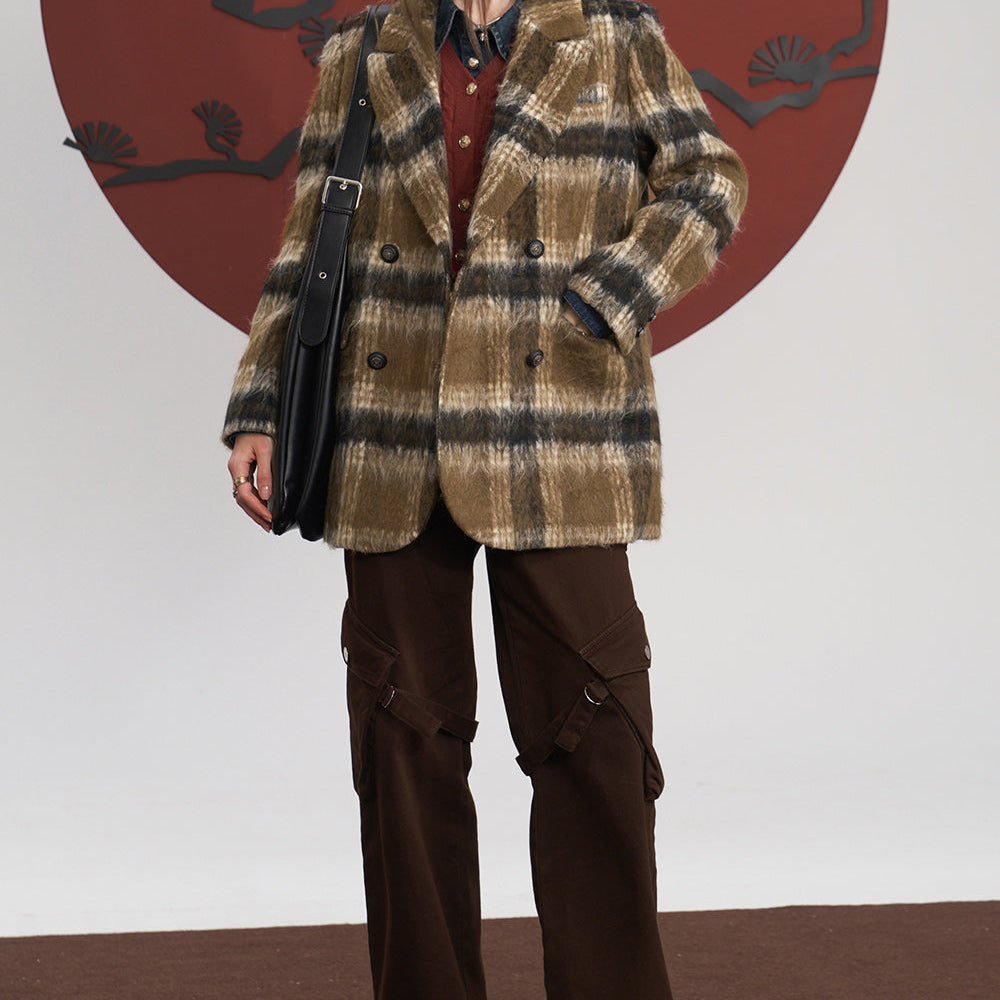 
                  
                    ELFSACK Plaid Woolen Jacket Suit Jackets Women 2023 Winter Academic Style Coats
                  
                