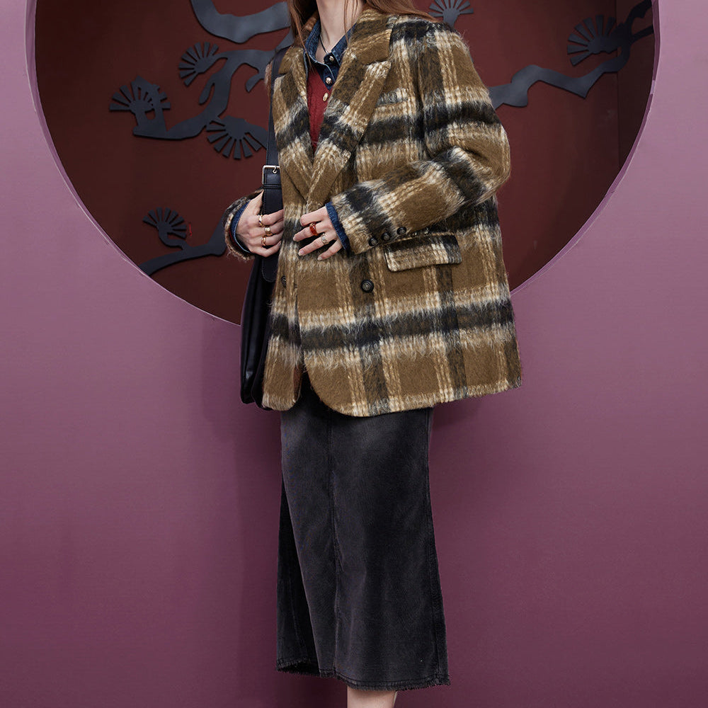 
                  
                    ELFSACK Plaid Woolen Jacket Suit Jackets Women 2023 Winter Academic Style Coats
                  
                