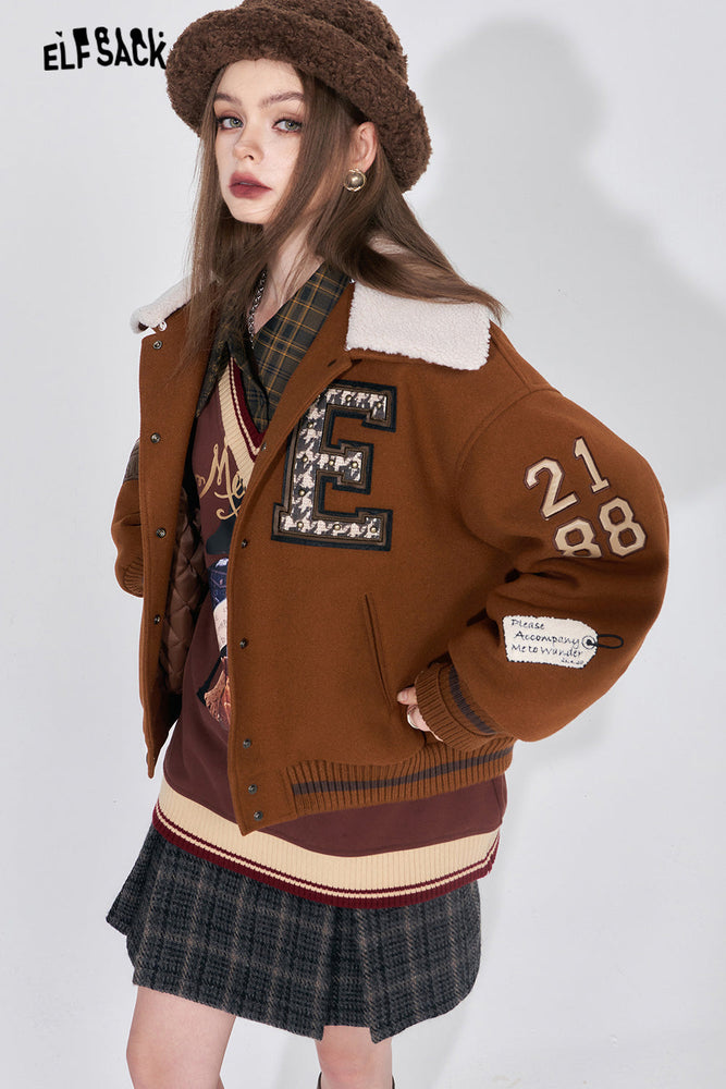 
                  
                    ELFSACK Kawaii 2000s Baseball Jackets Woman 2023 Winter New Korean Fashion Outwears
                  
                