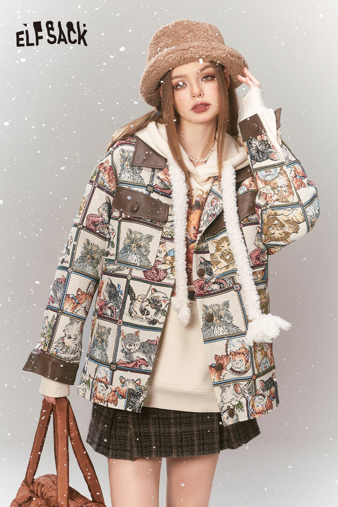 
                  
                    ELFSACK Harajuku 2000s Y2k Spliced Jackets Woman 2023 Winter New Kawaii Designer Outwears
                  
                