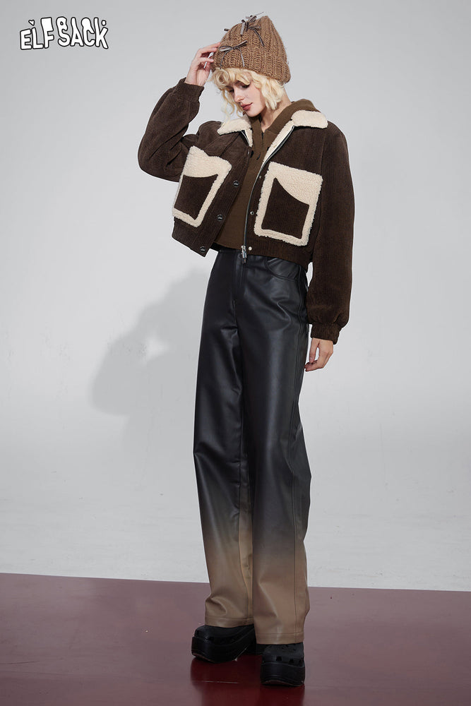 
                  
                    ELFSACK Corduroy Cotton Jacket Women 2023 Winter New Retro Luxury Designer Clothes
                  
                