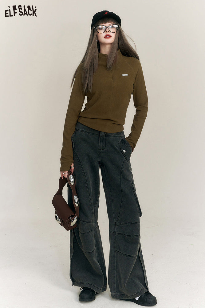 
                  
                    ELFSACK Slim Gyaru Pullover Women 2023 Winter New Designer Long Sleeve T-Shirts
                  
                