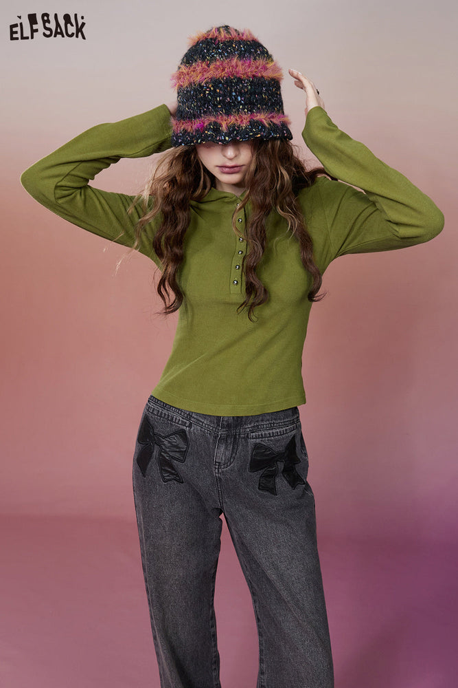 
                  
                    ELFSACK Korean Fashion Hoodie Sweaters Women 2023 Winter Slim Luxury Designer Knitwears
                  
                