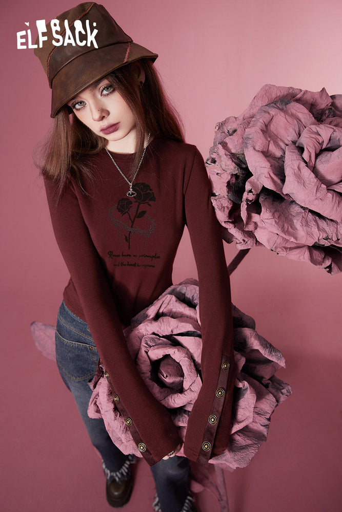 
                  
                    ELFSACK Gyaru Korean Fashion Slim Long Sleeve T-shirts Women 2023 Winter New Luxury Tops
                  
                