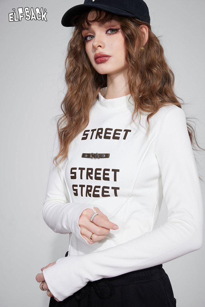 
                  
                    ELFSACK Graphic Korean Fashion Slim Turtleneck Woman 2023 Winter New Designer Knitwears T-Shirts
                  
                