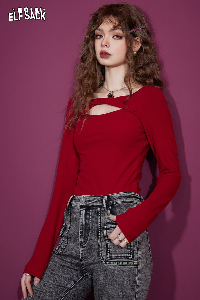 
                  
                    ELFSACK Sexy Slim Sweater Women 2023 Winter New Korean Fashion Tops
                  
                