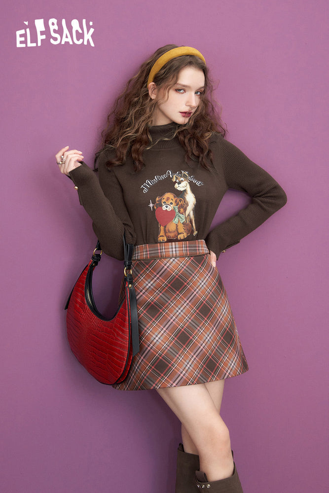 
                  
                    ELFSACK Slim Turtleneck Knitwears Women 2023 Autumn/Winter Printing Dog Long Sleeve Basic Tops
                  
                