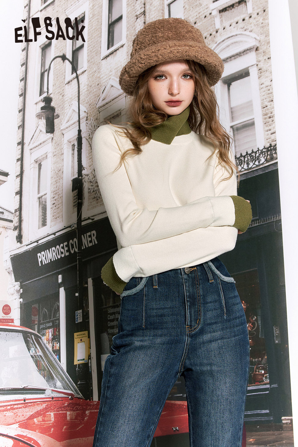 
                  
                    ELFSACK Korean Fashion Spliced Slim Turtleneck Undershirt Woman 2023 Winter Knitwears Tops
                  
                
