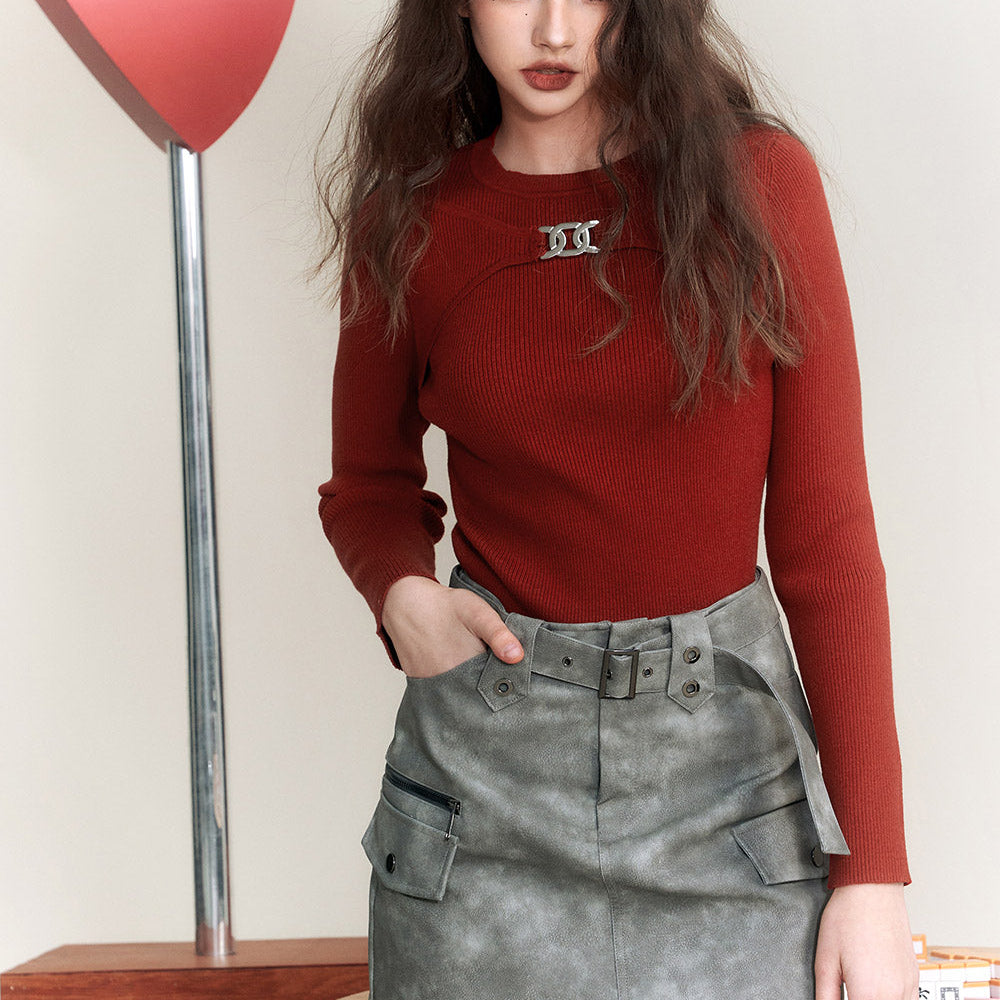 
                  
                    ELFSACK New Chinese Style Slim Knitwear Women 2023 Winter Solid Color Designer Tops
                  
                