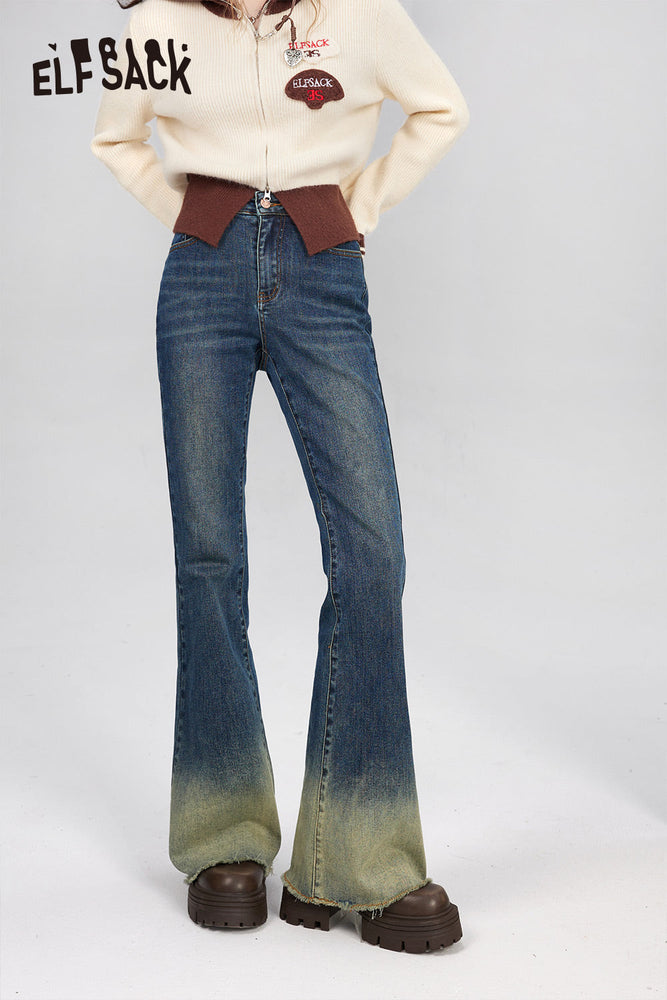 
                  
                    ELFSACK Flared Trousers Women 2023 Winter Slim High Waist Daily Jeans
                  
                