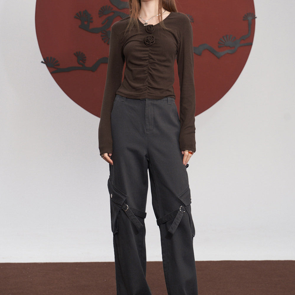 
                  
                    ELFSACK Cotton Cargo Pants Women 2023 Winter High Waist American Style Casual Daily Trousers
                  
                