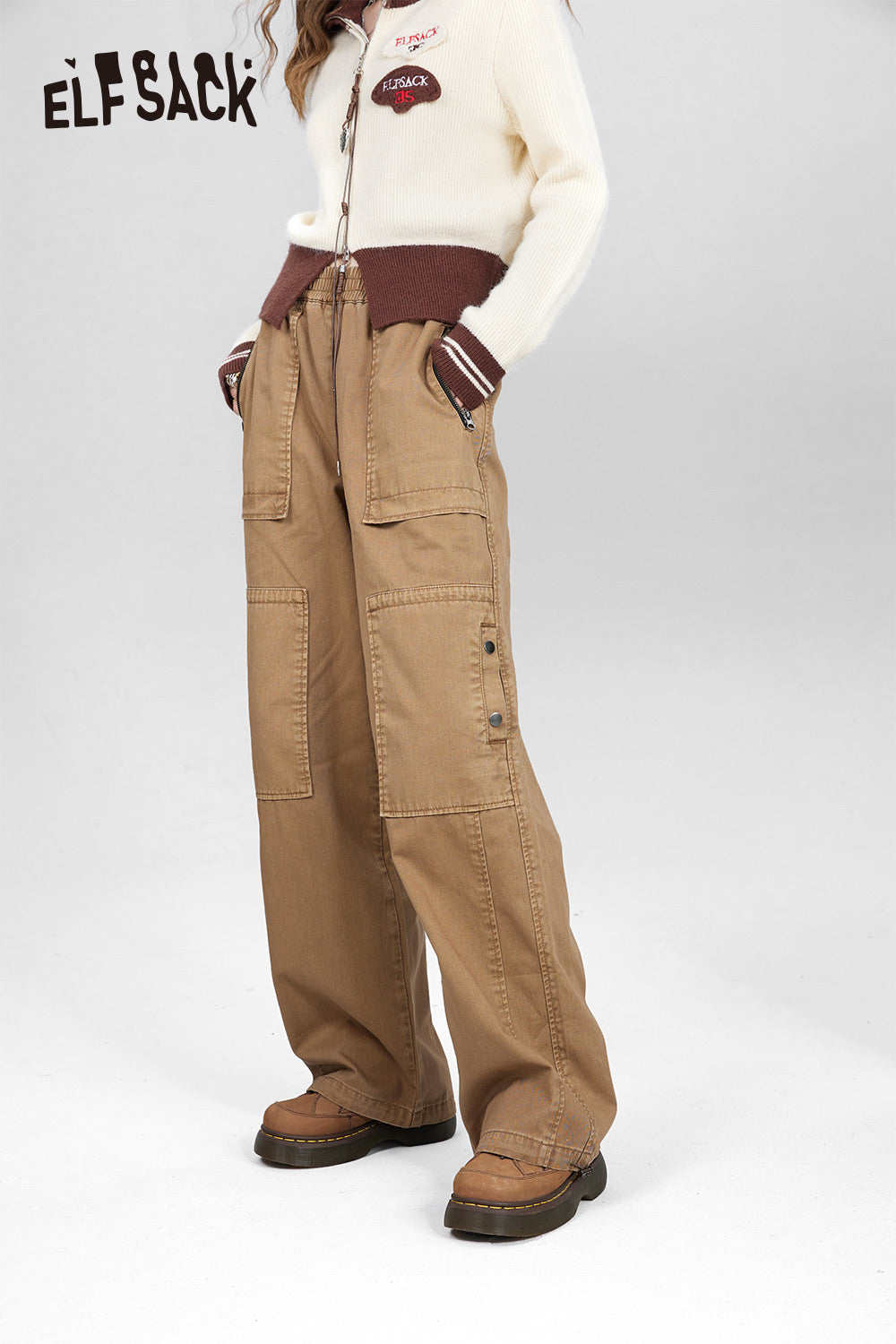 
                  
                    ELFSACK Cargo Pants Women 2023 Winter High Waist Vintage Loose Casual Daily Trousers
                  
                