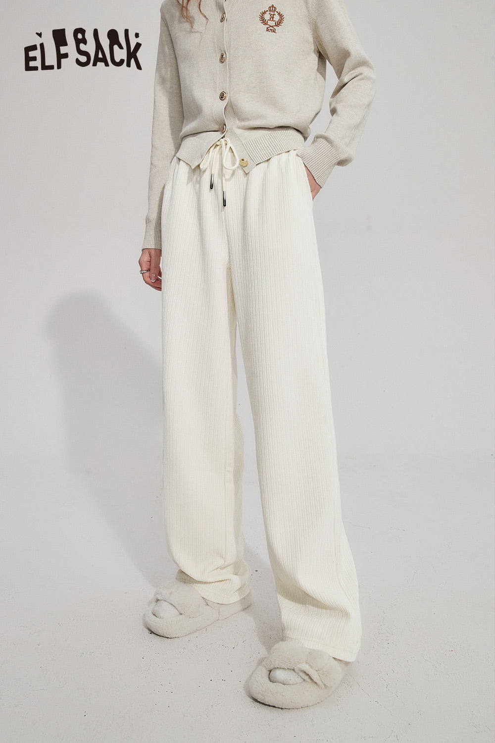 
                  
                    ELFSACK Chenille Warm Pants Women 2023 Autumn/Winter High Waist Casual Daily Trousers
                  
                