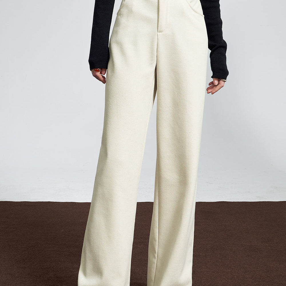 
                  
                    ELFSACK Corduroy White Warm Pants Women 2023 Winter High Waist Casual Daily Trousers
                  
                