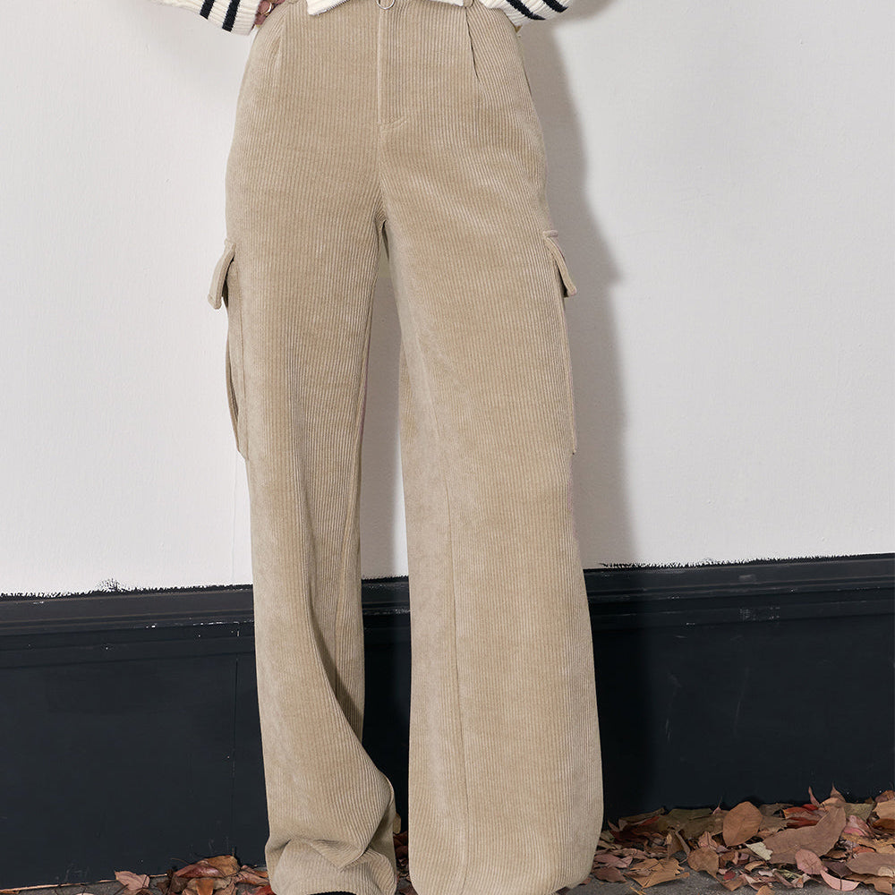 
                  
                    ELFSACK Kpop Corduroy Cargo Pants Women 2023 Winter Straught Cool Trousers
                  
                