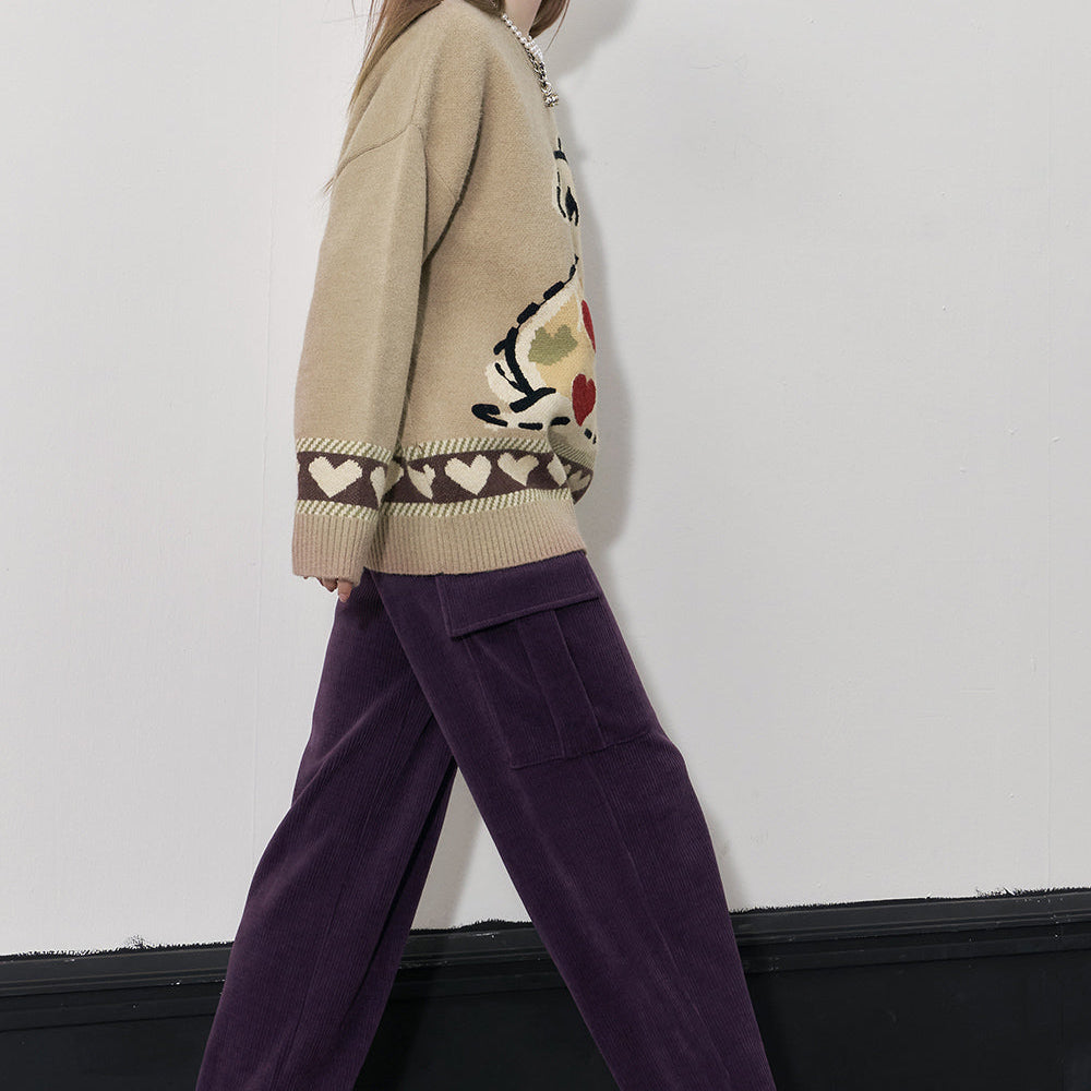 
                  
                    ELFSACK Kpop Corduroy Cargo Pants Women 2023 Winter Straught Cool Trousers
                  
                