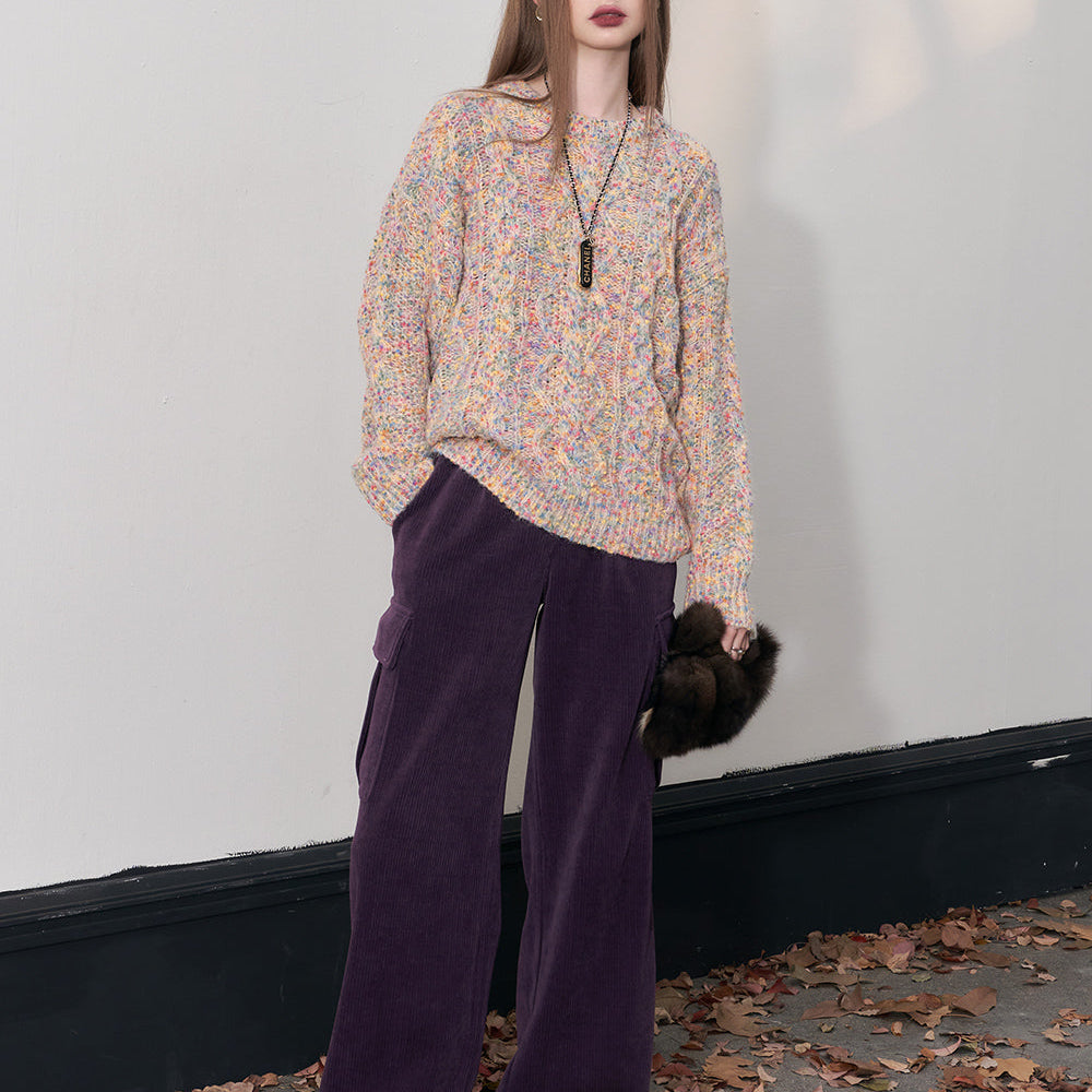 
                  
                    ELFSACK Kpop Corduroy Cargo Pants Women 2023 Winter Straught Cool Trousers
                  
                
