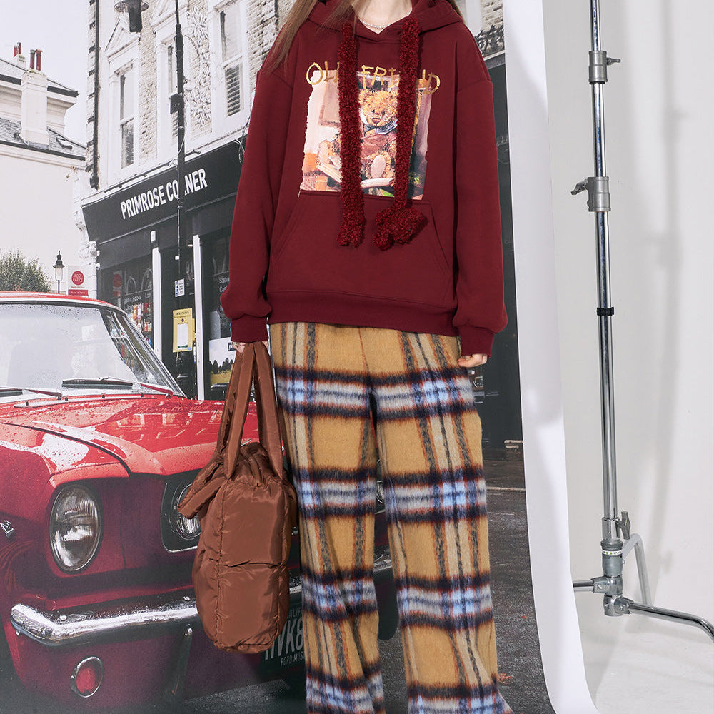 
                  
                    ELFSACK 2000s Plaid Straight Pants Women 2023 Winter New Retro Korean Fashion High Waist Designer Trousers
                  
                