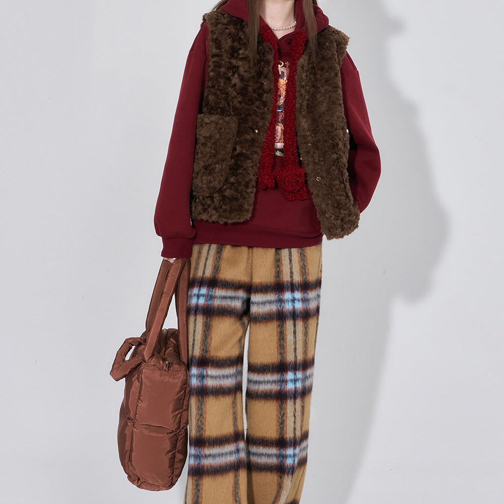 
                  
                    ELFSACK 2000s Plaid Straight Pants Women 2023 Winter New Retro Korean Fashion High Waist Designer Trousers
                  
                