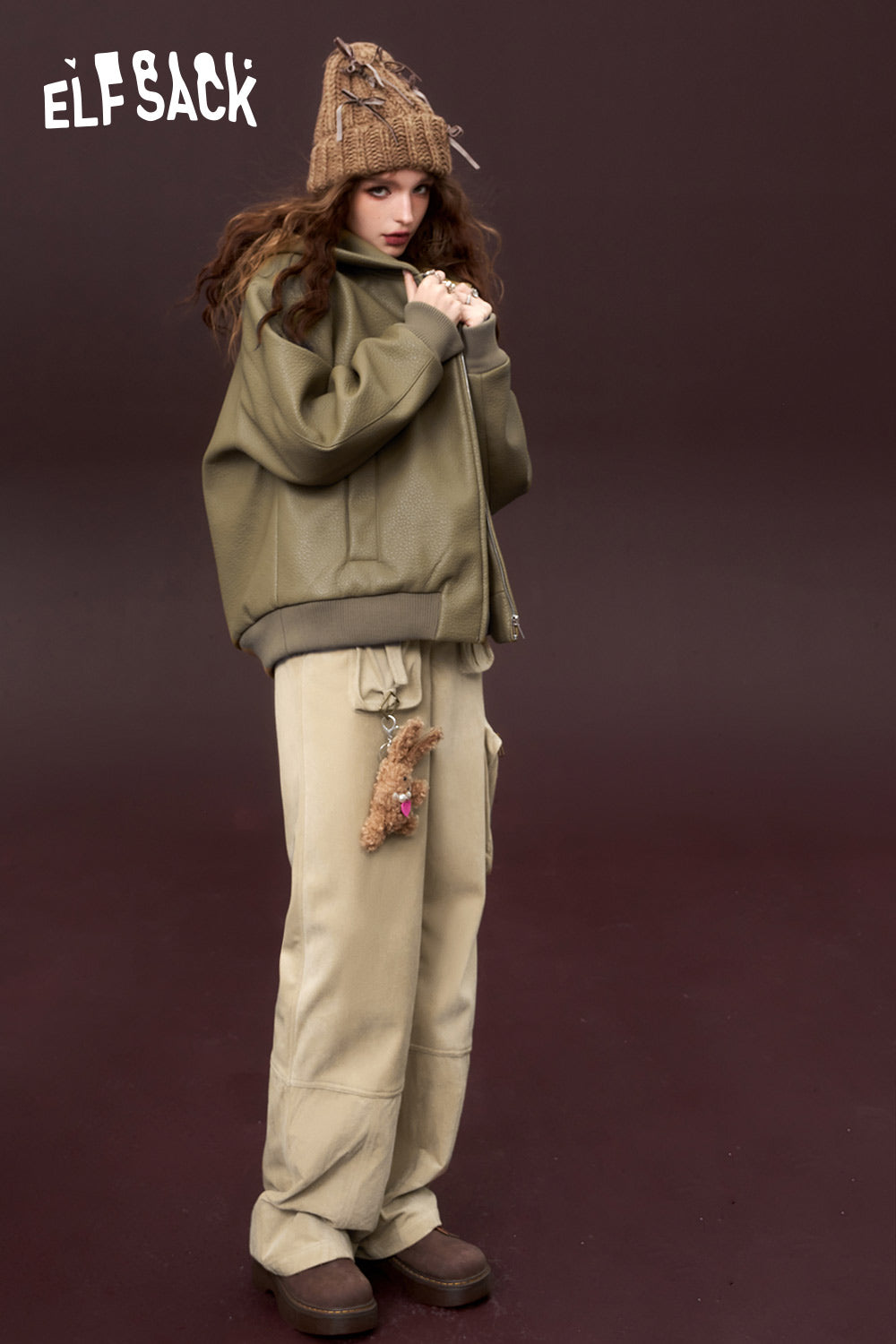 ELFSACK Wide Cargo Pants Women High Waist Dressy Casual Trousers