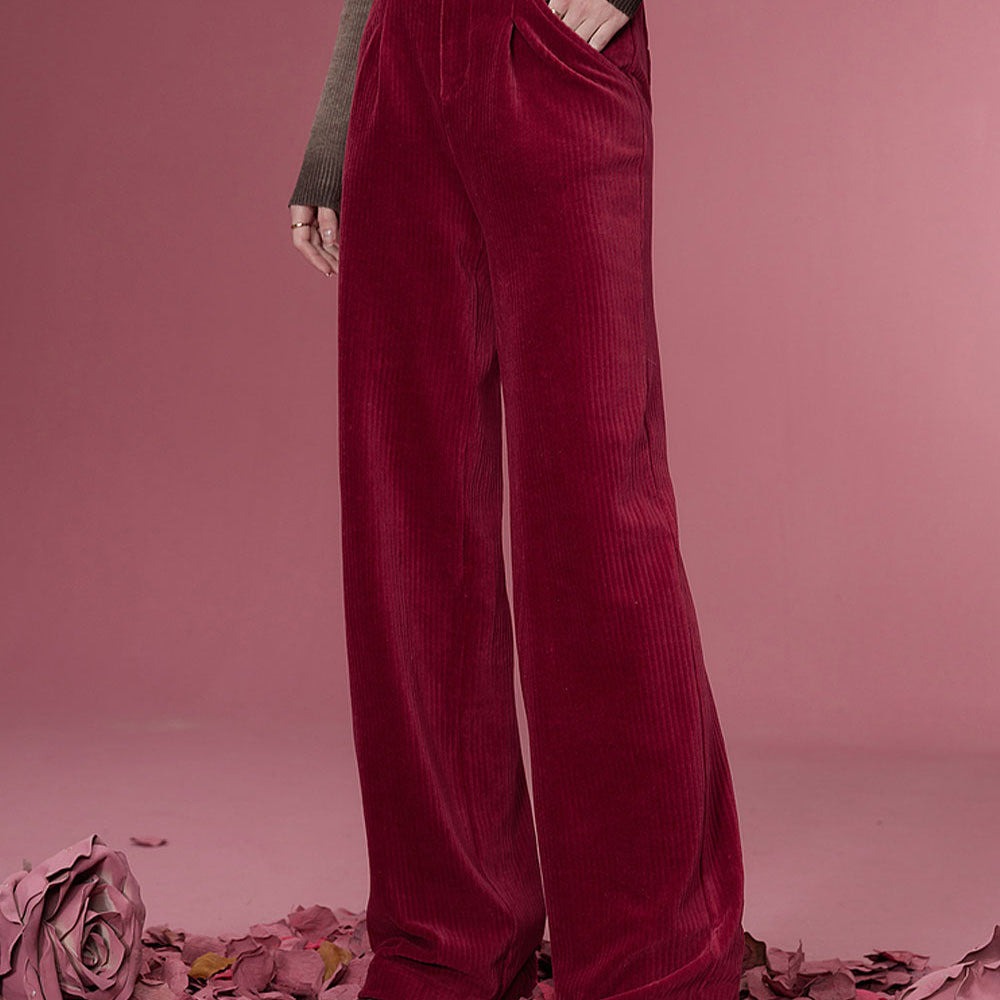 ELFSACK Korean Fashion Corduroy Pants Women 2023 Winter New Sports Trousers