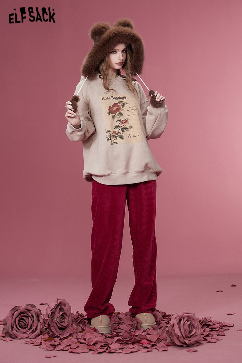ELFSACK Korean Fashion Corduroy Pants Women Sports Trousers