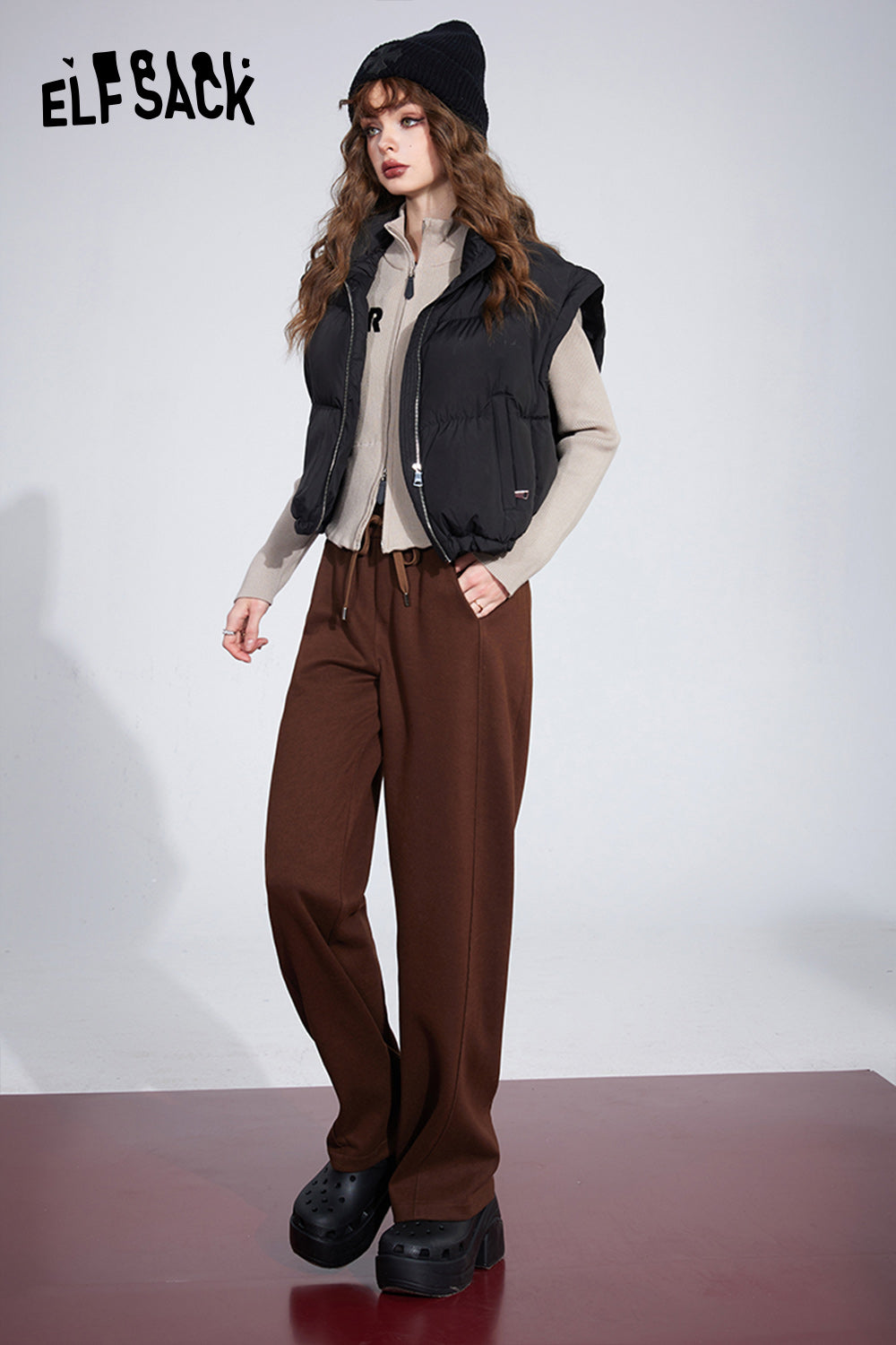 ELFSACK Sports Wide Pants Women High Waist Casual Dressy Trousers