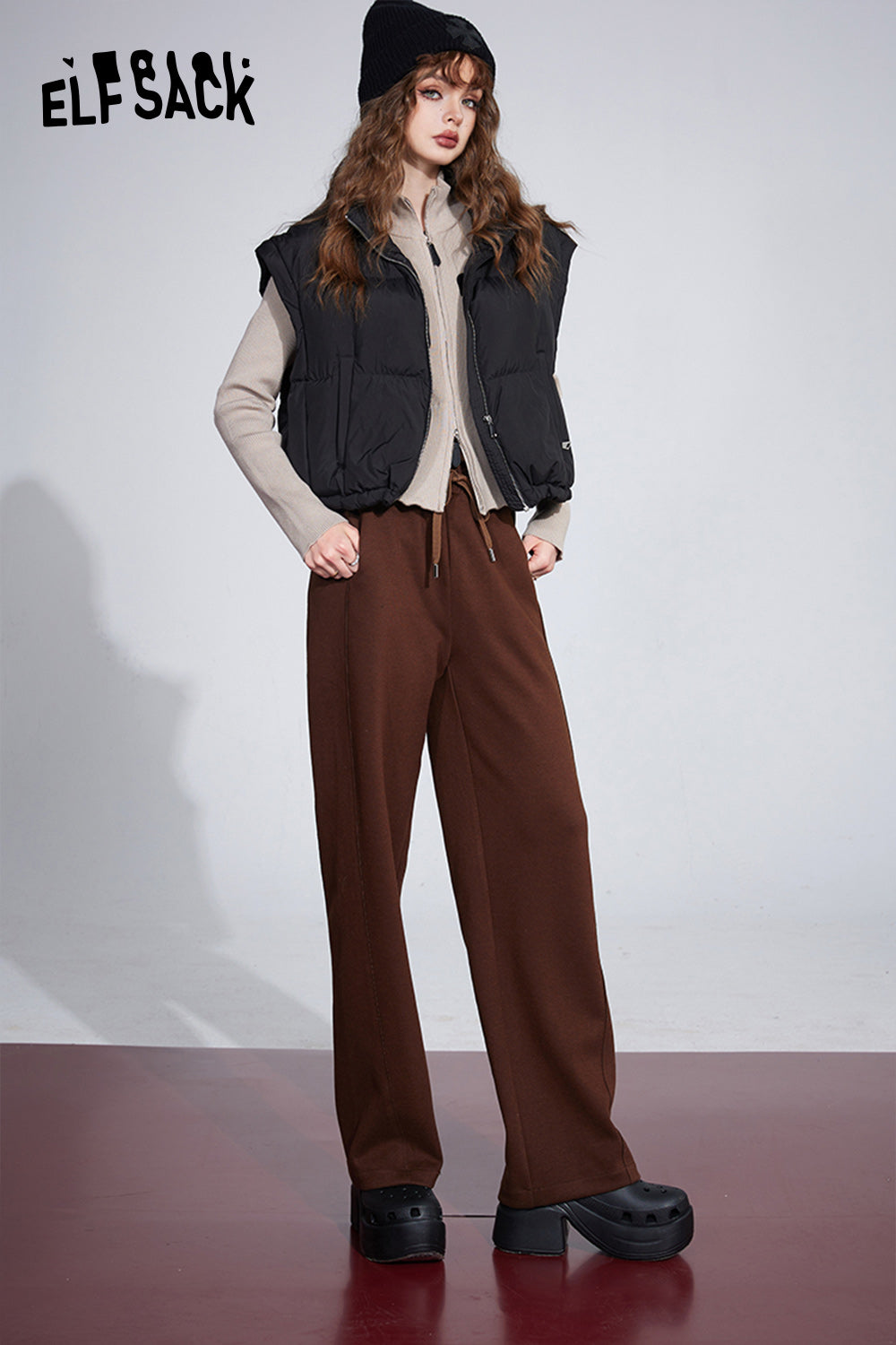 ELFSACK Sports Wide Pants Women High Waist Casual Dressy Trousers