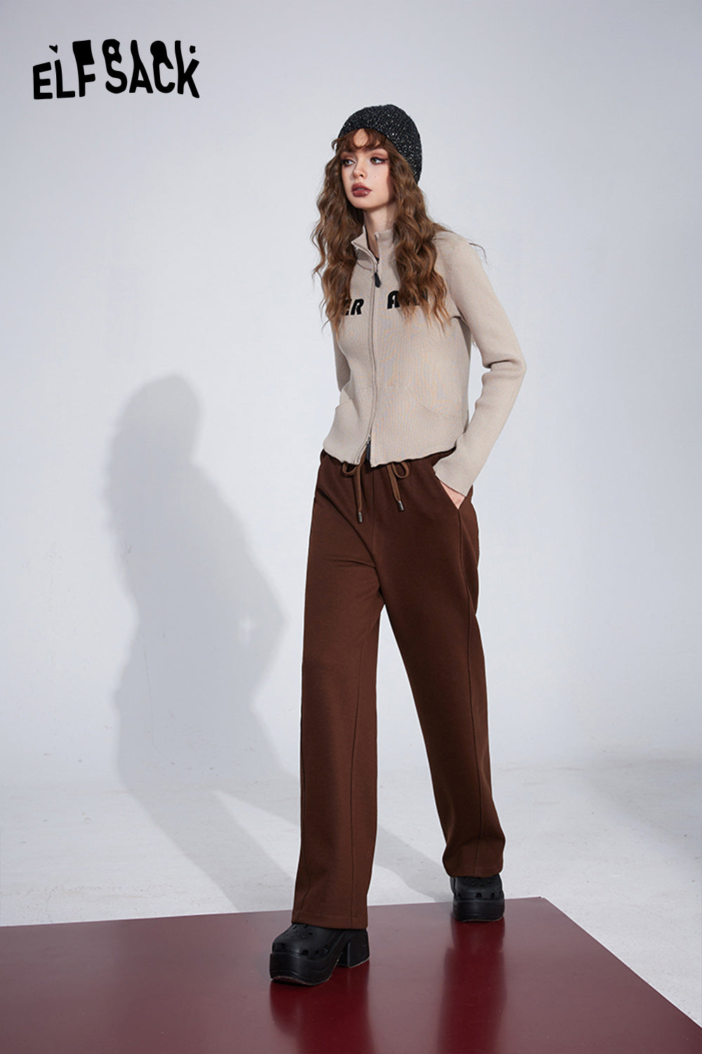 ELFSACK Sports Wide Pants Women High Waist Casual Dressy Trousers