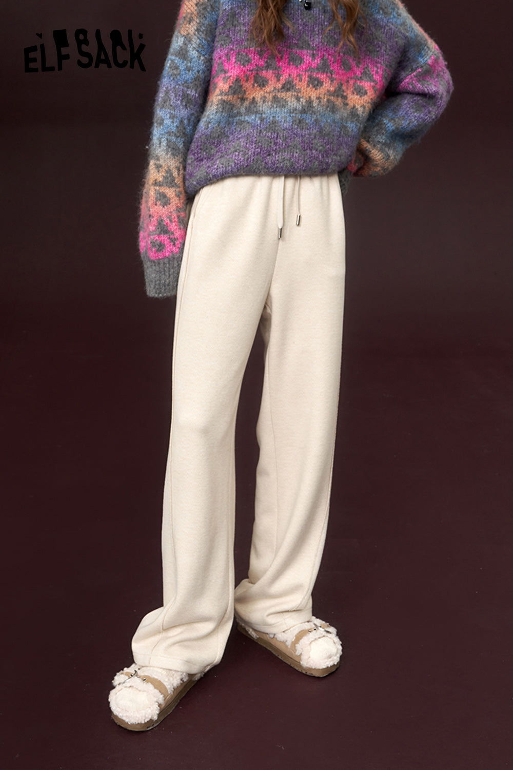 ELFSACK Sports Wide Pants Women High Waist Casual Dressy Trousers