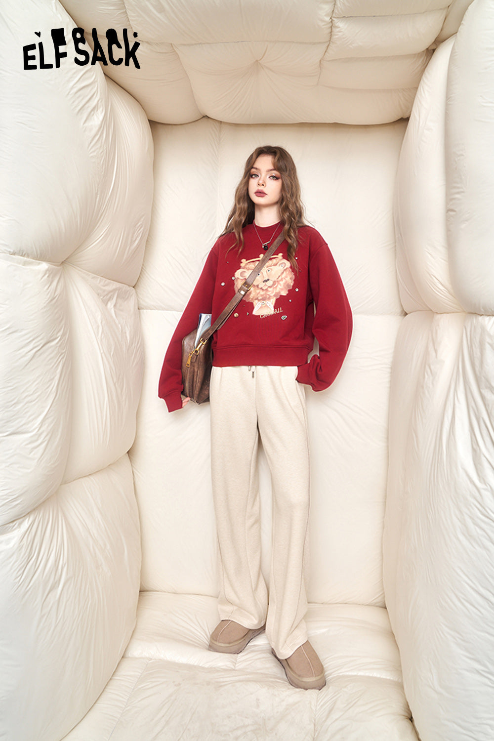 ELFSACK Sports Wide Pants Women High Waist Casual Dressy Trousers