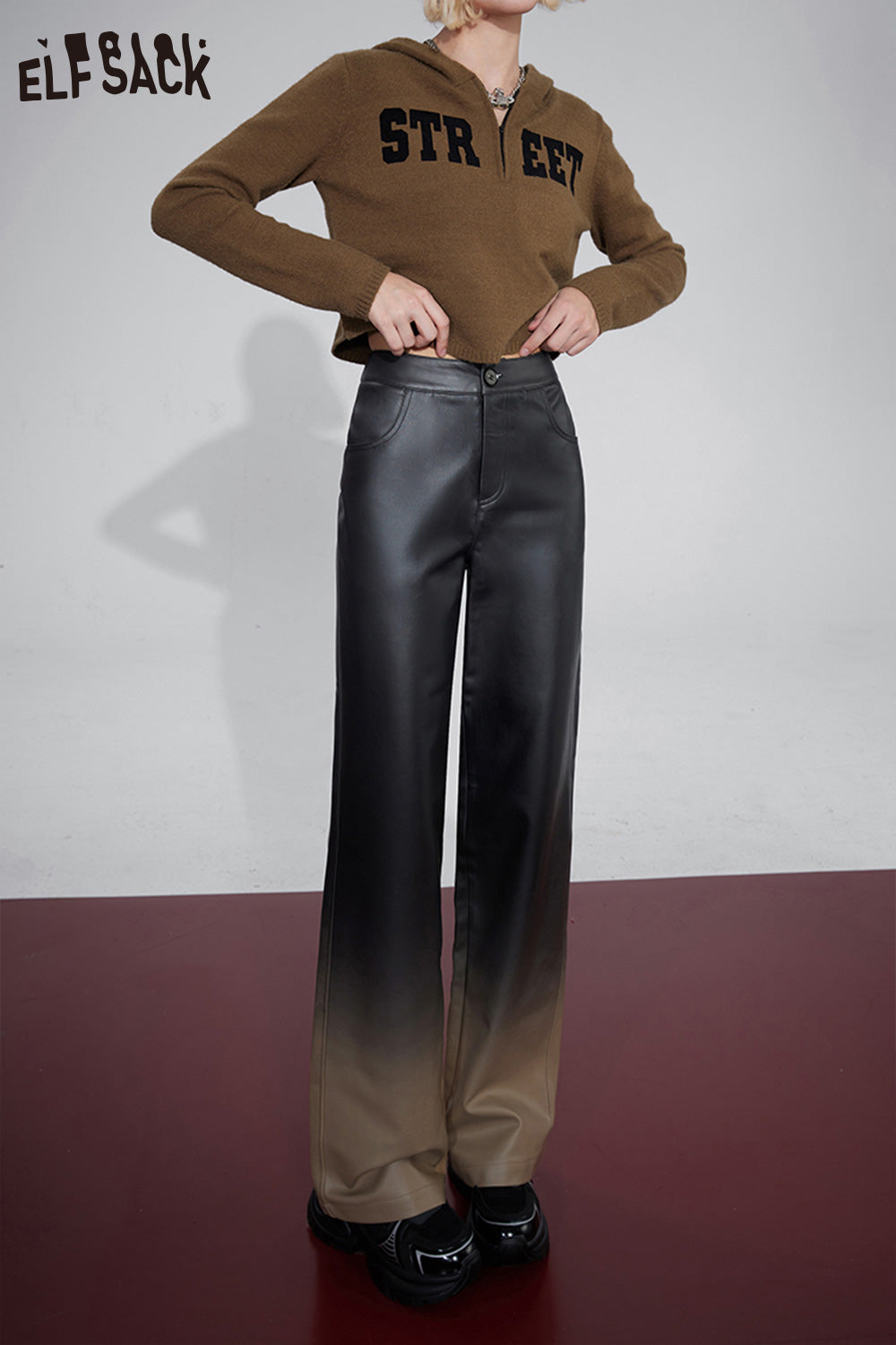
                  
                    ELFSACK Gyaru PU Pants Women 2023 Winter New High Waist Designer Fashion Trousers
                  
                