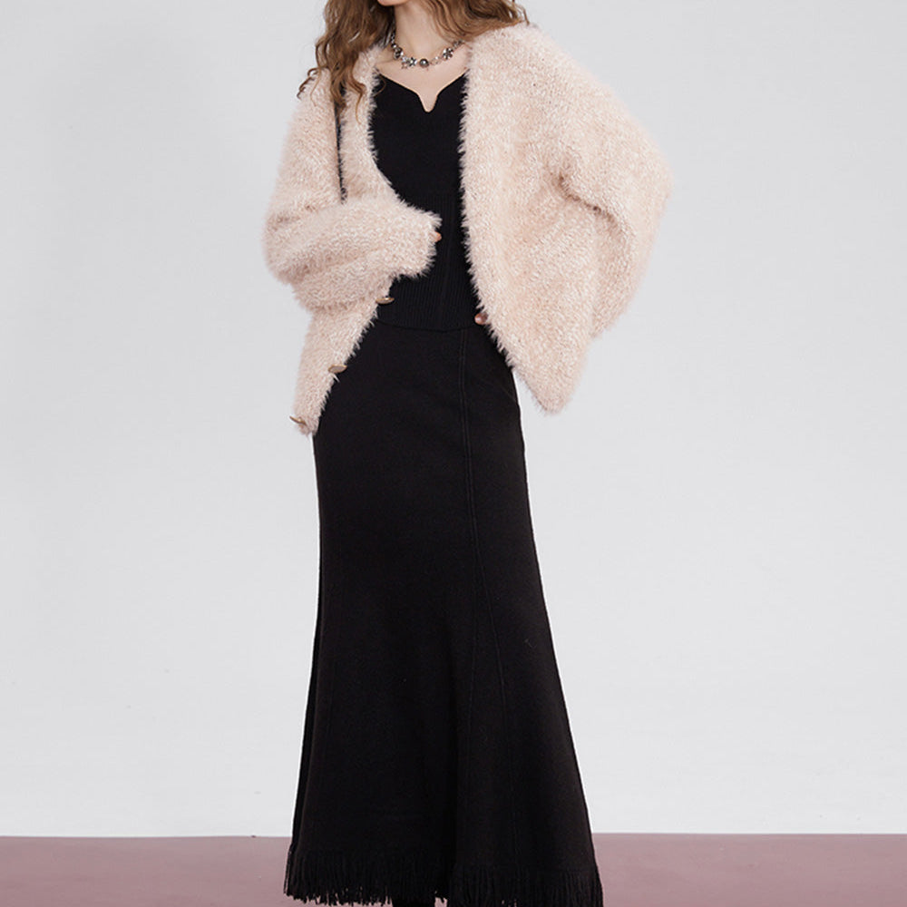 
                  
                    ELFSACK High Waist Tassels Fishtail Skirt Women 2023 Winter New Party Dress For Women
                  
                