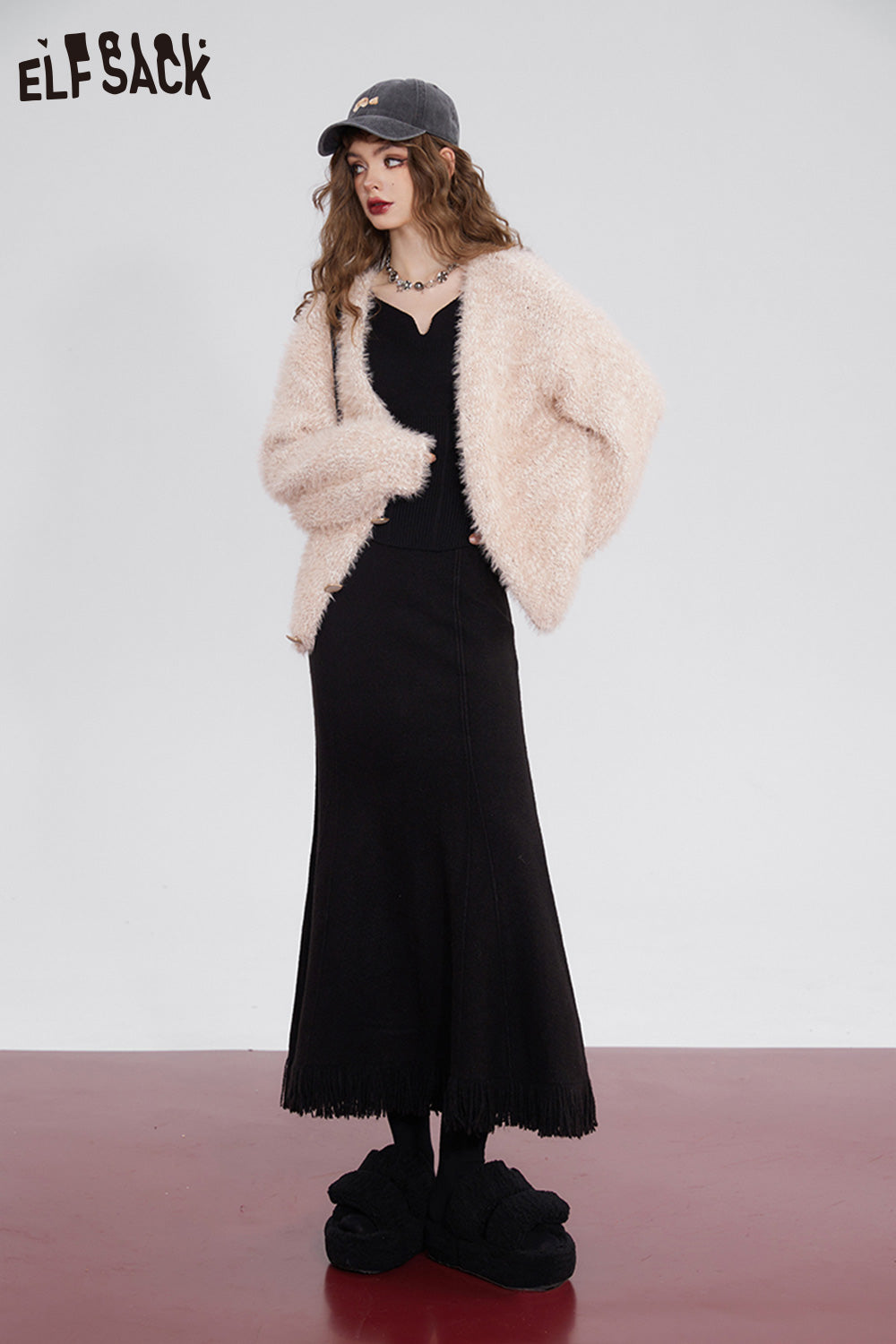 ELFSACK High Waist Tassels Fishtail Skirt Women Party Dress