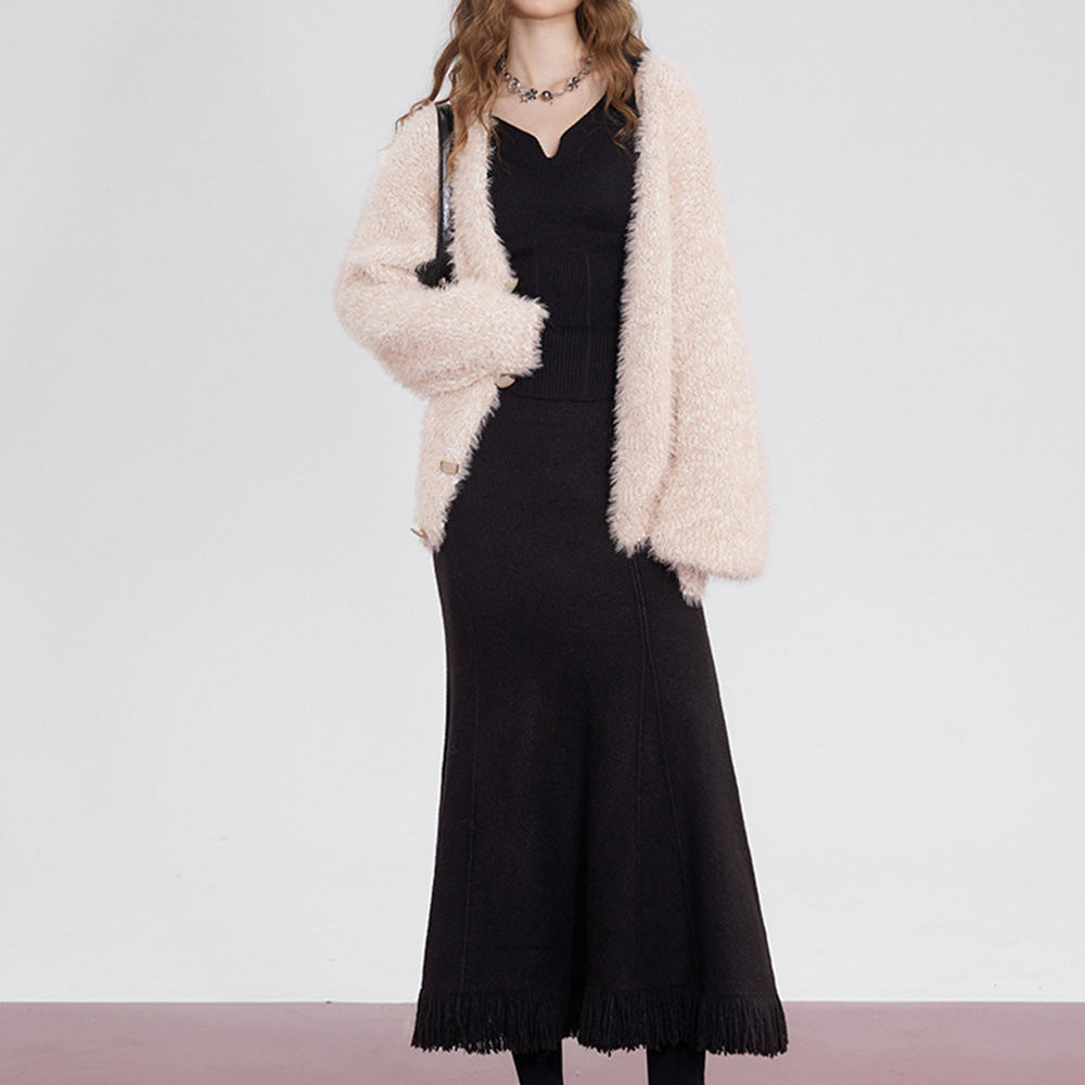 
                  
                    ELFSACK High Waist Tassels Fishtail Skirt Women 2023 Winter New Party Dress For Women
                  
                