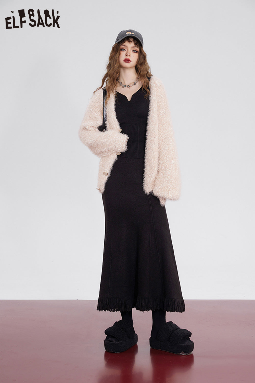 ELFSACK High Waist Tassels Fishtail Skirt Women Party Dress