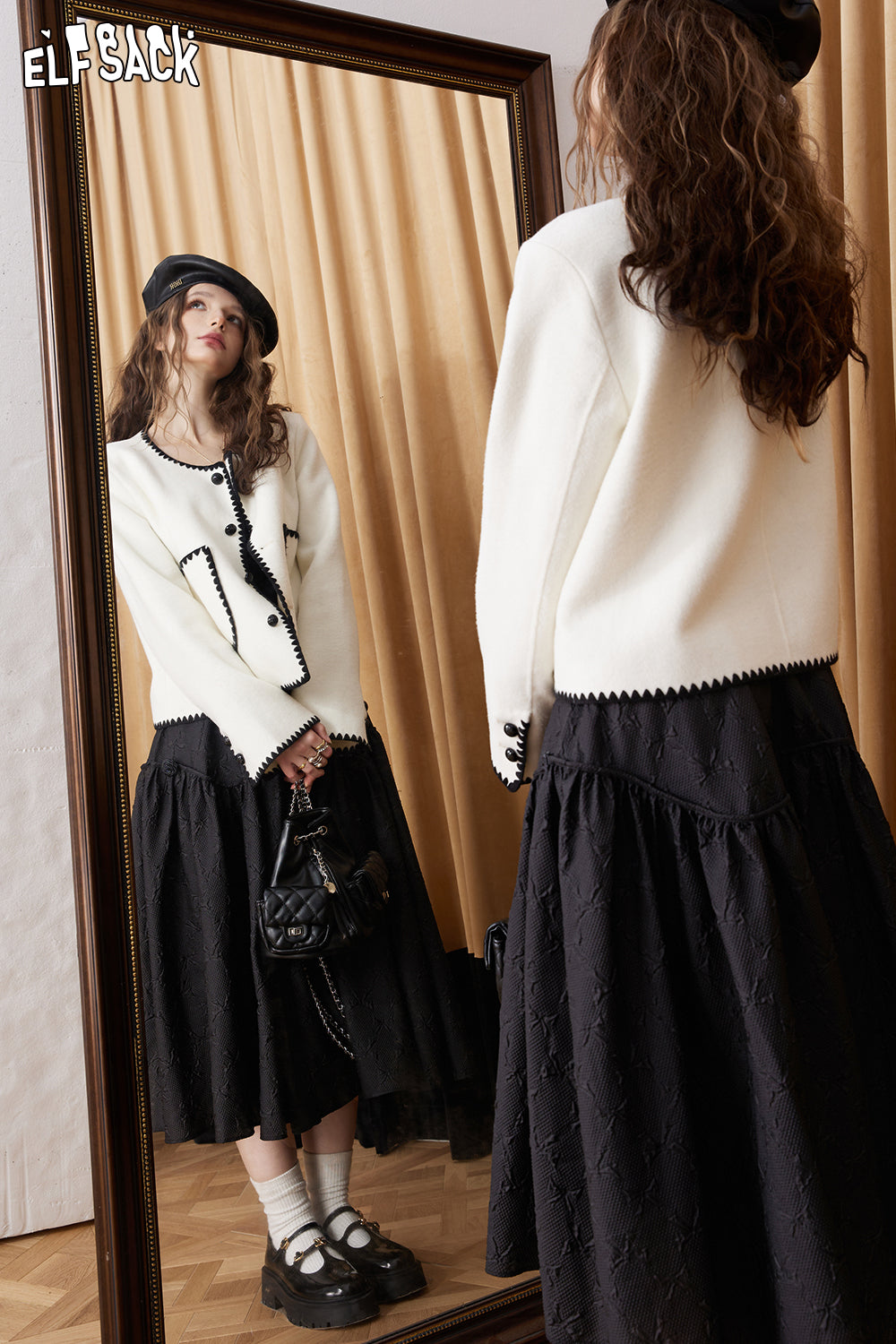 ELFSACK Petite Women's Tweed Coat in Chanel-Inspired Style