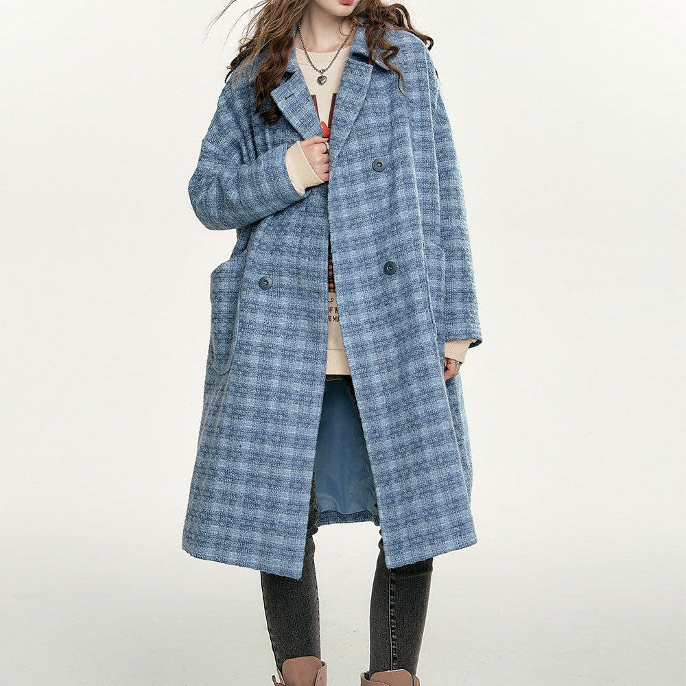 
                  
                    ELFSACK Blue Vintage Plaid Coats Women 2023 Autumn/Winter Academic Style Mid-length Outwears
                  
                