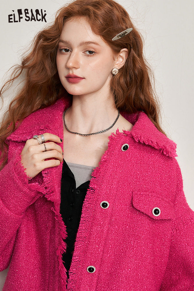 
                  
                    ELFSACK Short Chanel-Inspired Pink Jacket-Stylish Outerwear
                  
                