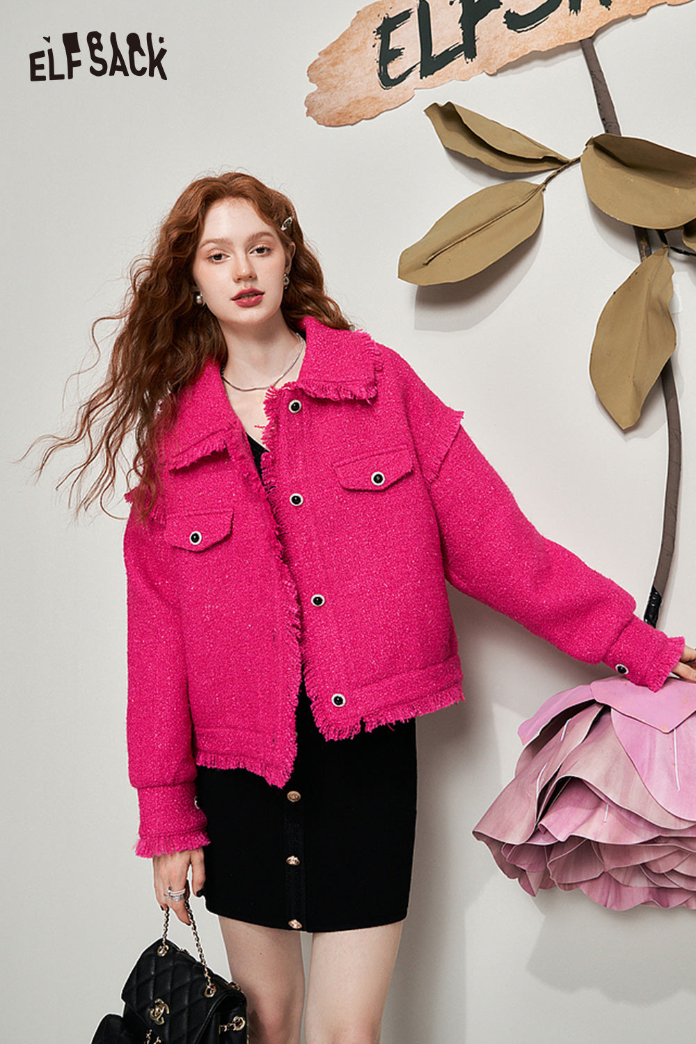 
                  
                    ELFSACK Short Chanel-Inspired Pink Jacket-Stylish Outerwear
                  
                