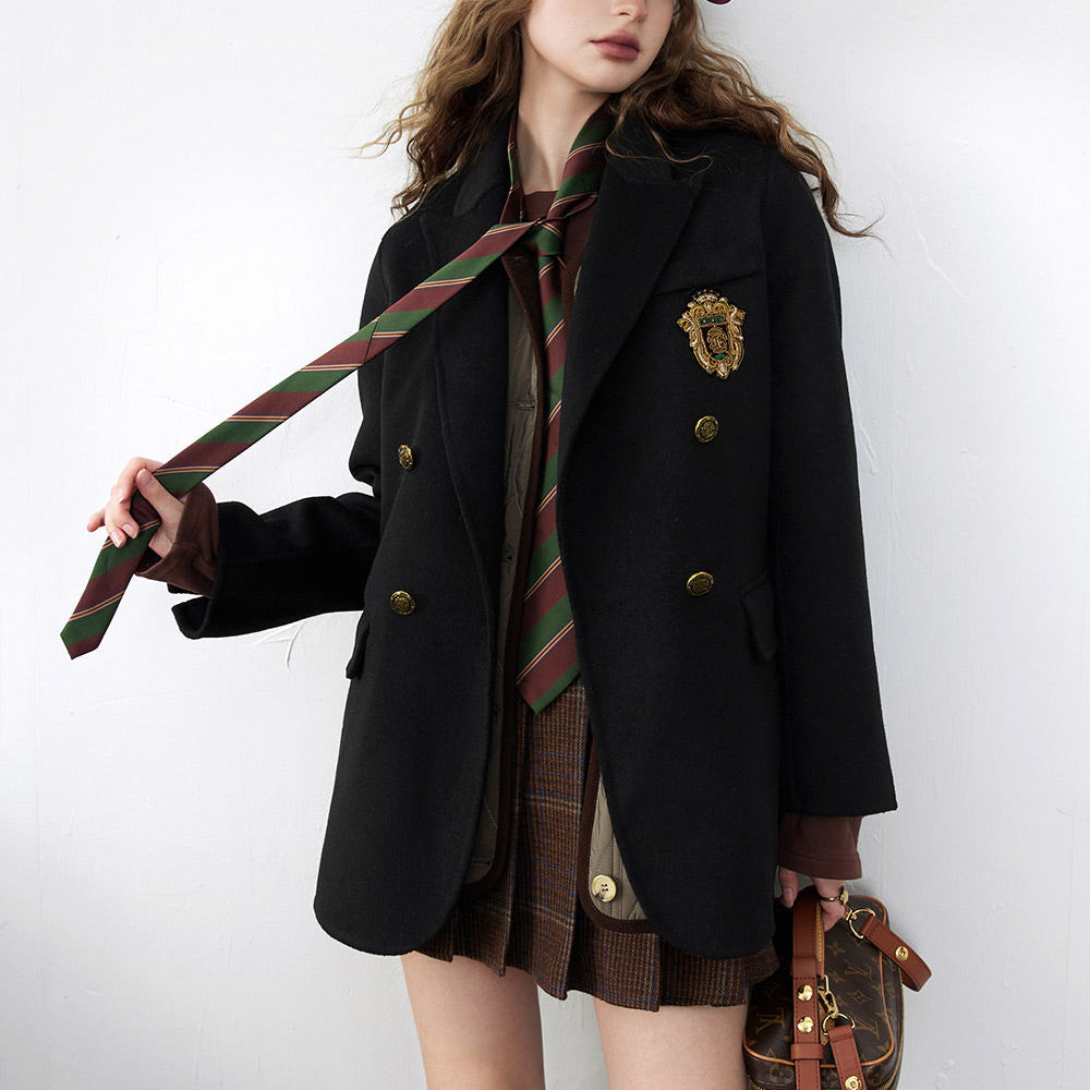 
                  
                    ELFSACK Warm Wool Blazer Coats Women 2023 Winter Academic Style Outwears
                  
                