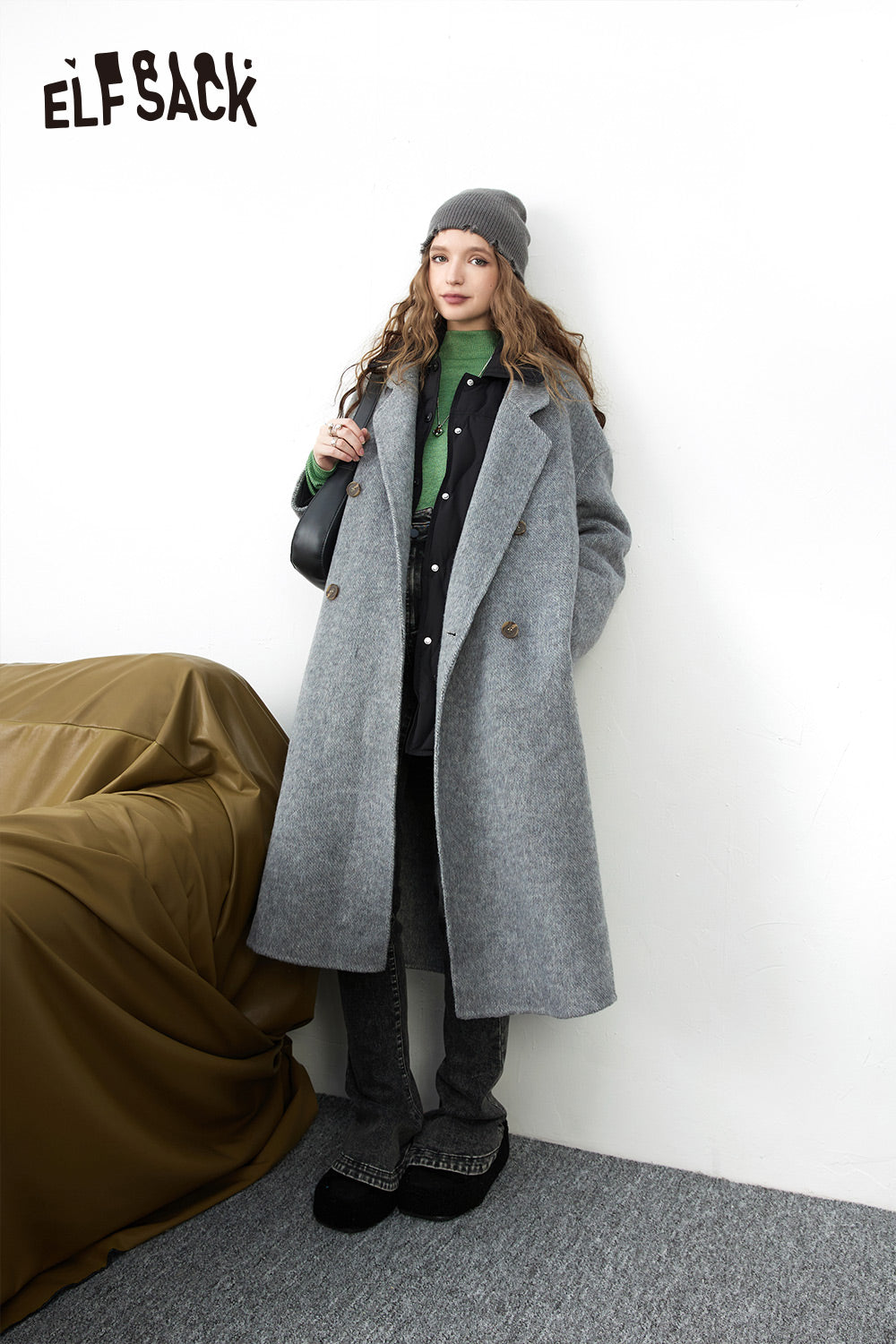 
                  
                    ELFSACK Solid Pure Casual Oversize Wool Coats Women 2023 Winte Long Sleeve Warm Outwear
                  
                