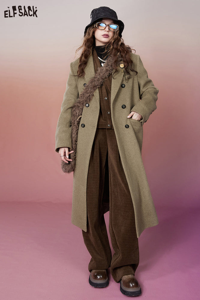 
                  
                    ELFSACK Korean Fashion Wool Coats Women 2023 Winter New Luxury Outwears
                  
                