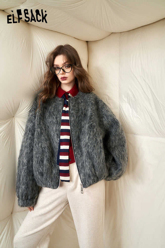 
                  
                    ELFSACK Korean Fashion Fleece Wool Coats Women 2023 Winter New Plus Size Outwears
                  
                