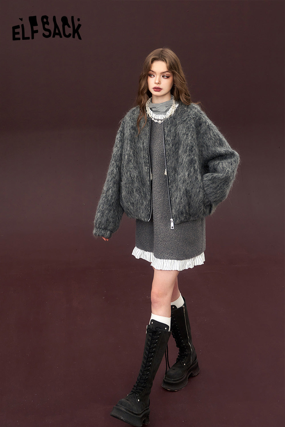 
                  
                    ELFSACK Korean Fashion Fleece Wool Coats Women 2023 Winter New Plus Size Outwears
                  
                