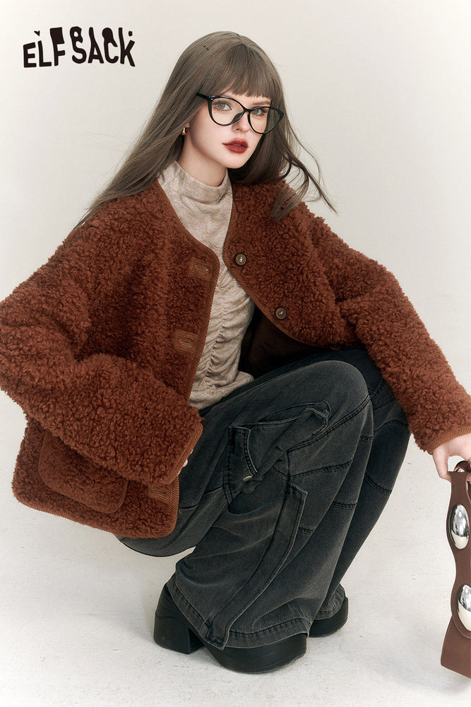 
                  
                    ELFSACK Fleece Cotton Jacket Women 2023 Winter New Chinese Style Luxury Designer Clothes
                  
                