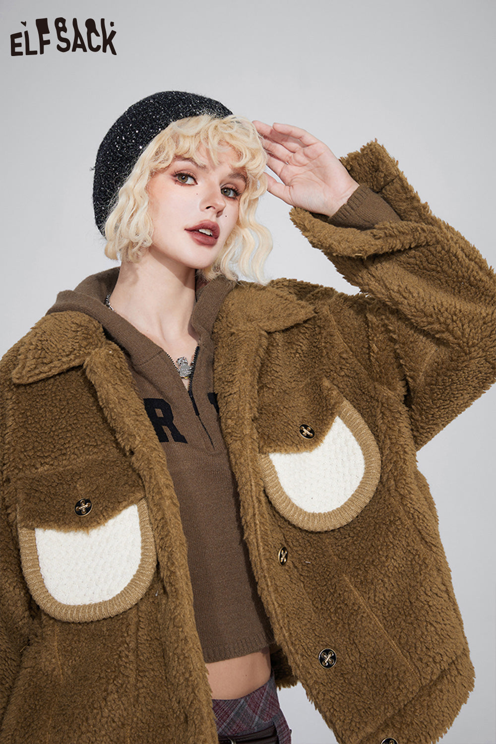 ELFSACK Thicken Cotton Jackets Women Plus Size Fashion Outwears