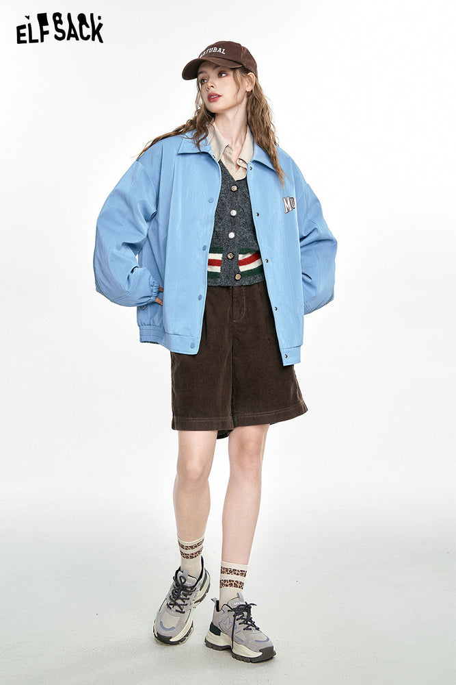 
                  
                    ELFSACK Blue PU Printed Jackets Woman 2023 Autumn Vintage Short Outwears
                  
                