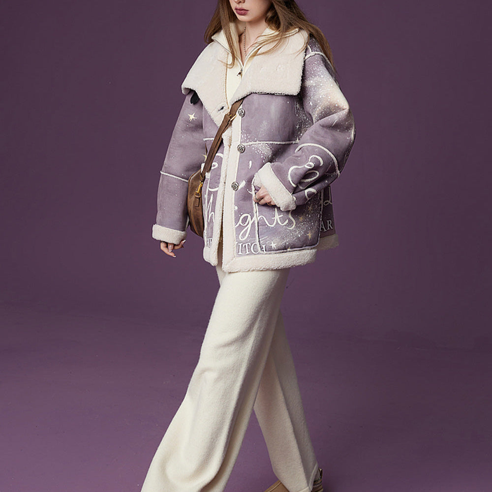 
                  
                    ELFSACK Imitate Chammy Cotton Coats Women 2023 Winter Printing Lapel Casual Warm Jackets
                  
                